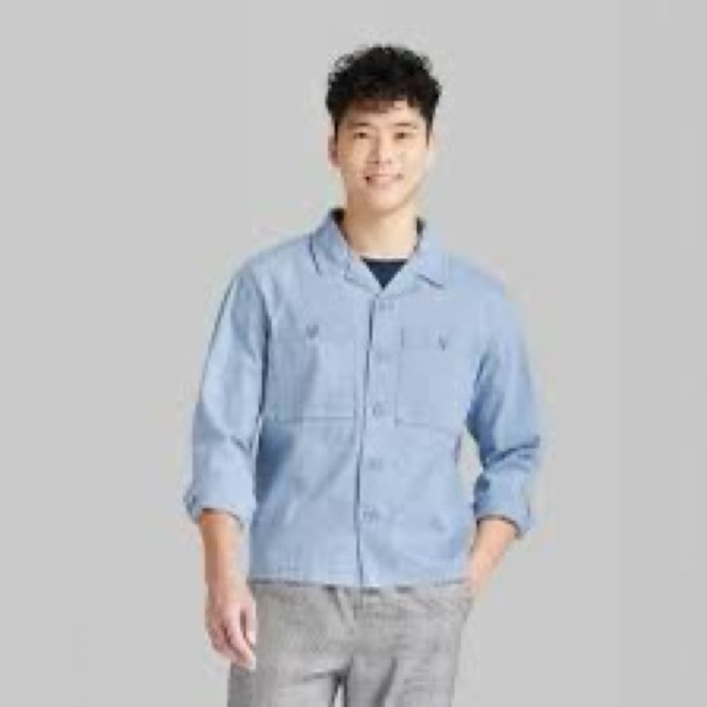 Size L Men’s Original Use Sky Blue Casual Shirt Jacket